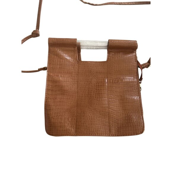 BEIS Cognac Croc Embossed Crossbody Bag Satchel - Picture 4 of 8